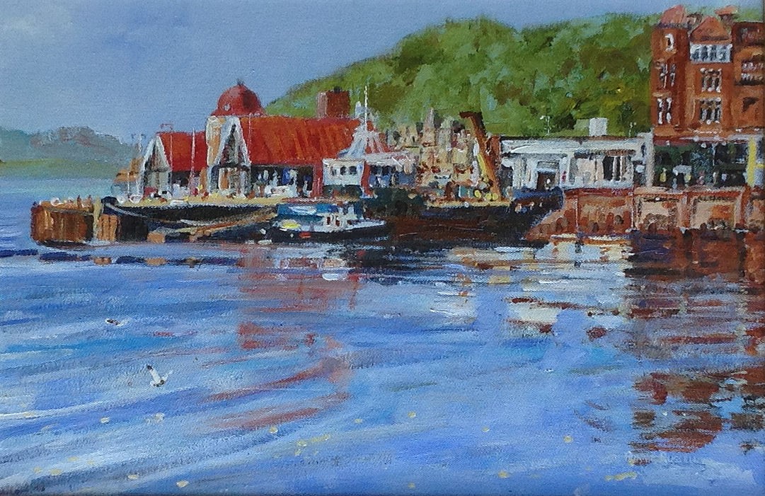 'Oban Harbour, Reflections' by artist Ronnie Russell